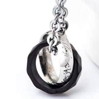 ペア アクセサリー 二連リングモチーフ刻印入りペアネックレス