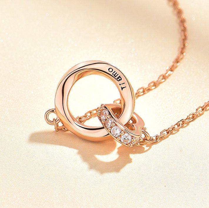 ペア アクセサリー ティアモ刻印リング輝石ネックレス