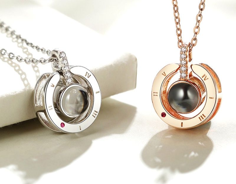 ペア アクセサリー 二重リング天然石付きネックレス