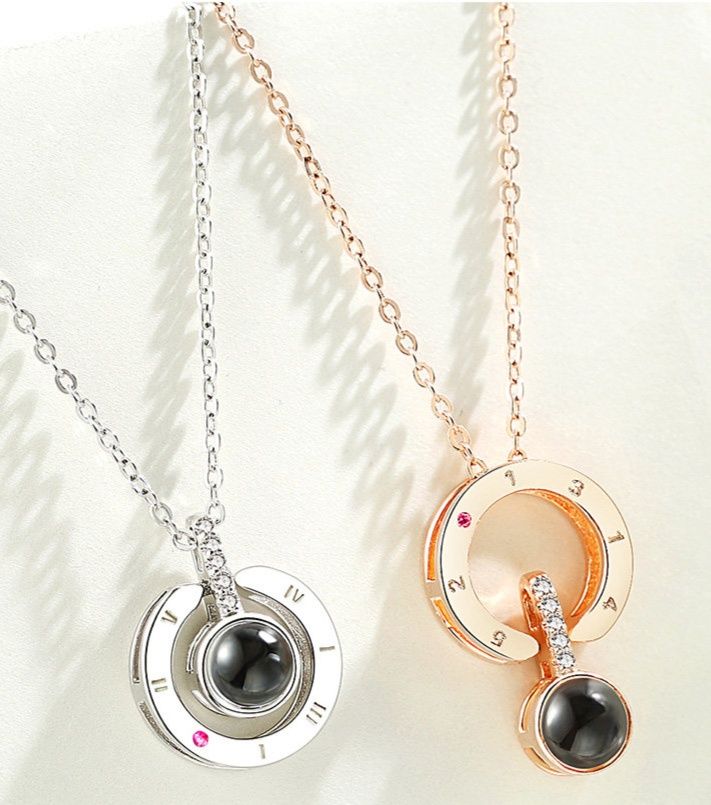 ペア アクセサリー 二重リング天然石付きネックレス