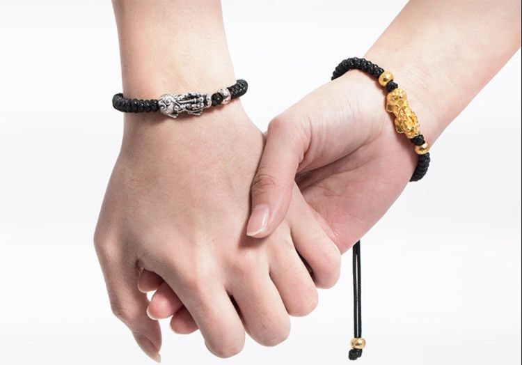 ペア アクセサリー 龍彫刻装飾付き編み込み調節可能バングル