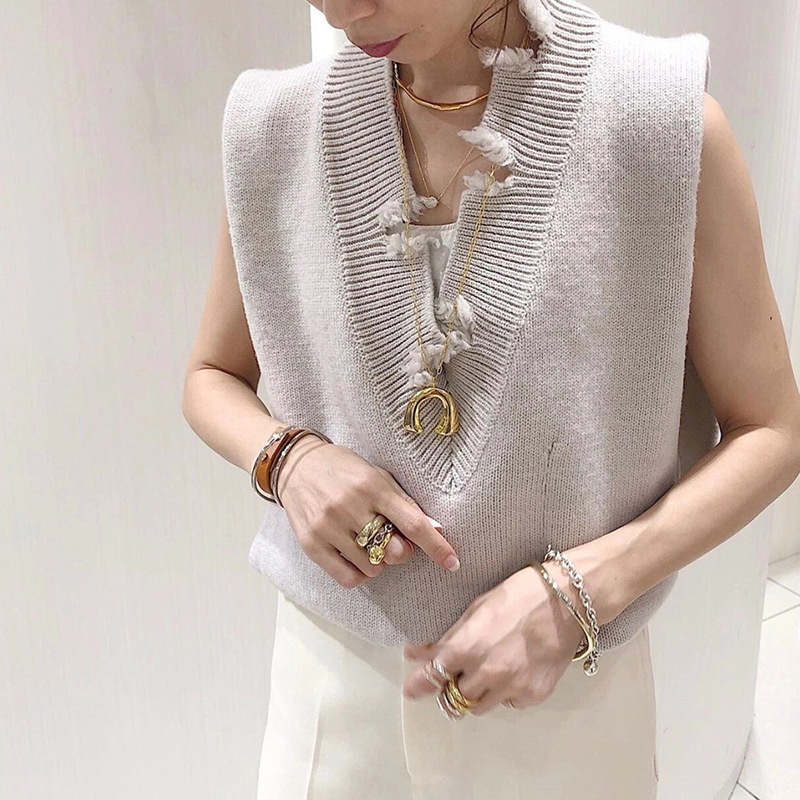 ペア アクセサリー 十八金コーティング馬蹄ペアネックレス錆びにくい首飾り