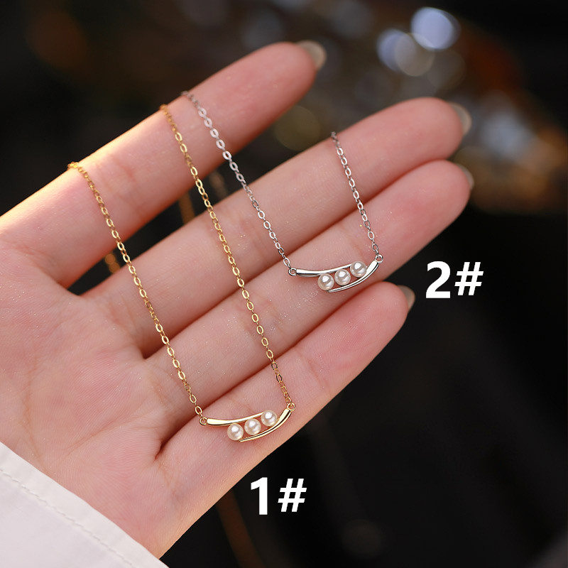 ペア アクセサリー 真珠付き三粒ペア首飾り 上品レディース向けネックレス