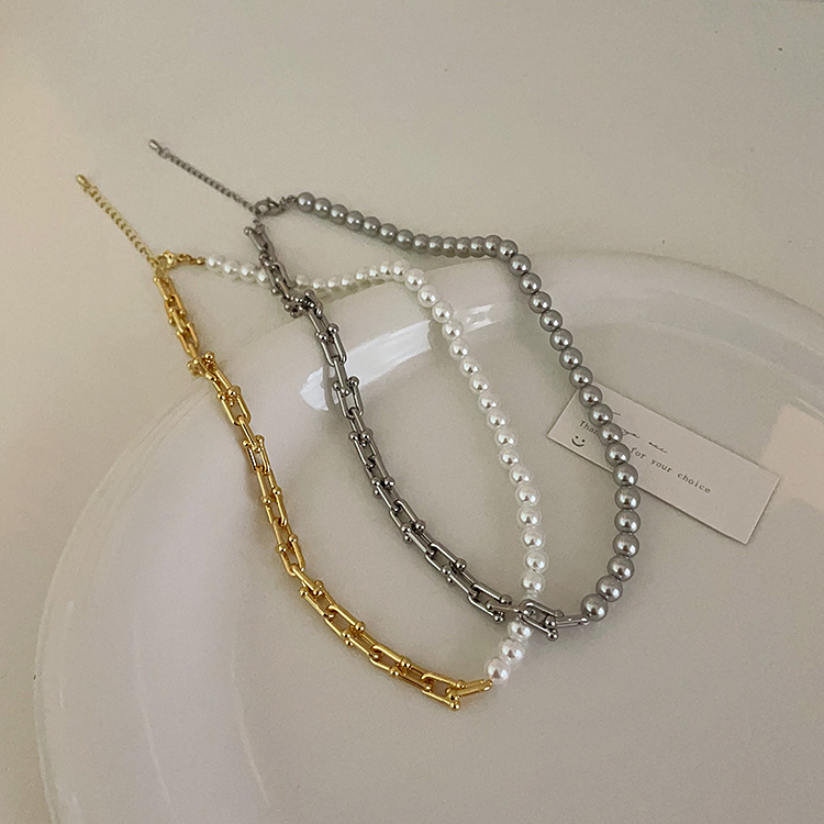 ペア アクセサリー 錆びにくい異素材ミックスネックレス