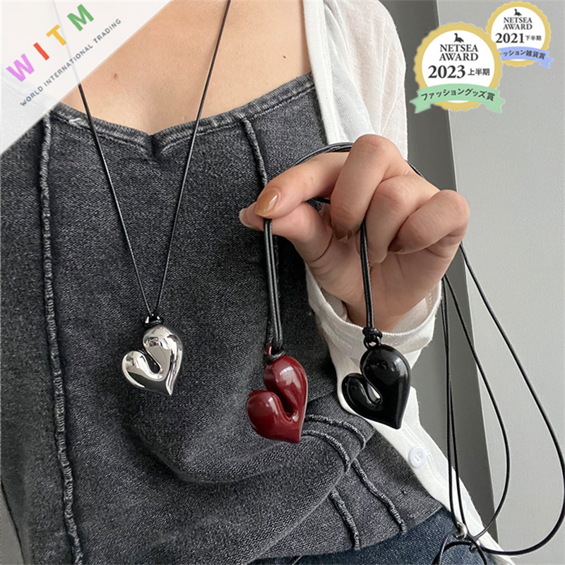 ペア アクセサリー ハート型ペアネックレス錆びにくい高級感カップル用首飾り