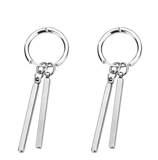 ペア アクセサリー カップル向け縦型バー ピアス ペア セット