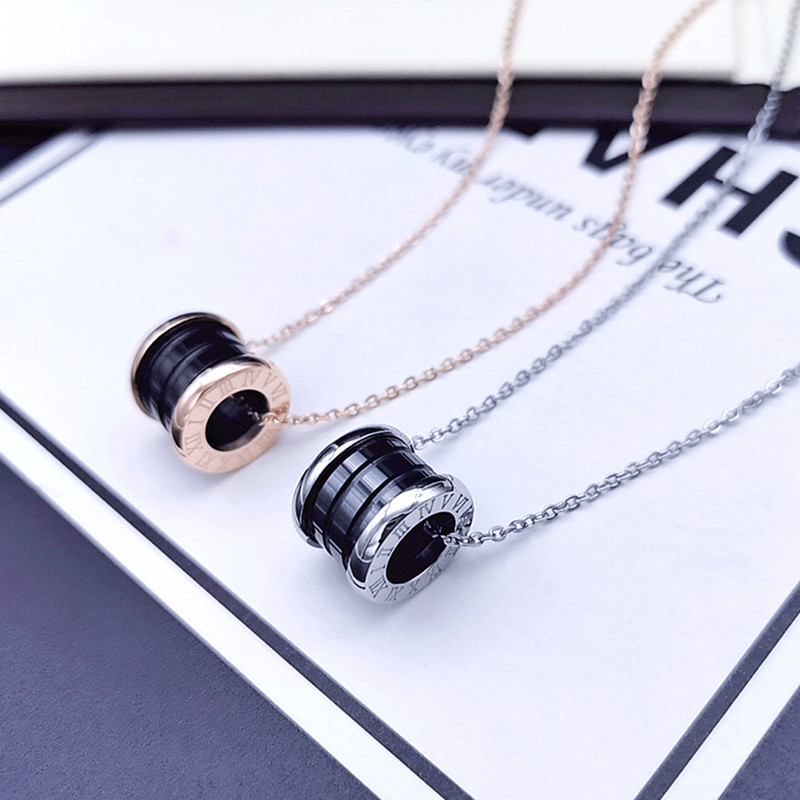 ペア アクセサリー 二連リング刻印デザインペアネックレス