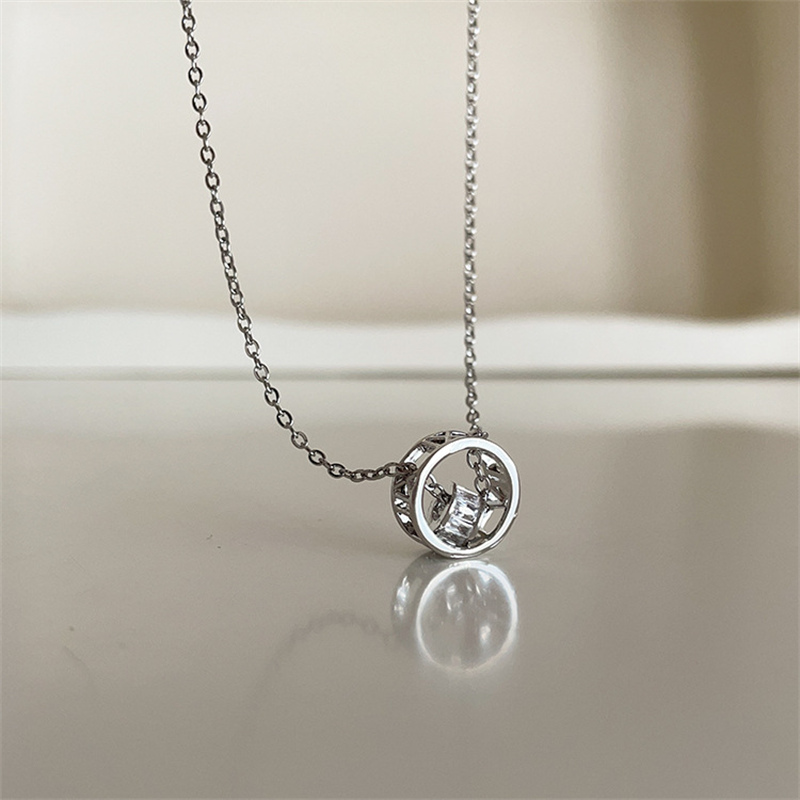 ペア アクセサリー 上品サークル錆びにくいペアネックレス