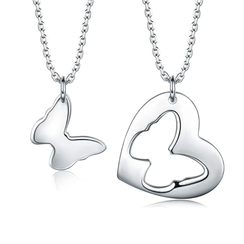 ペア アクセサリー蝶々モチーフ二連ペアネックレス