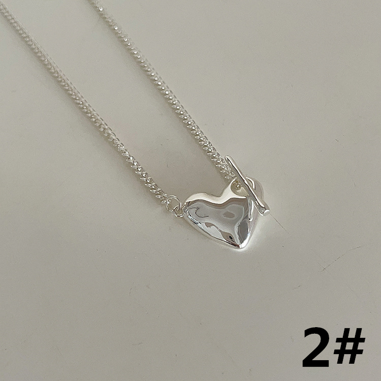 ペア アクセサリー ハート型ペアネックレス 金色銀色セット 上品チェーン