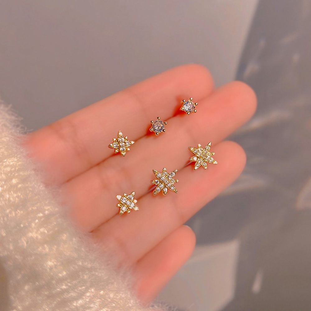 ペア アクセサリー 星型輝き６個セット スタッド ピアス 両耳用