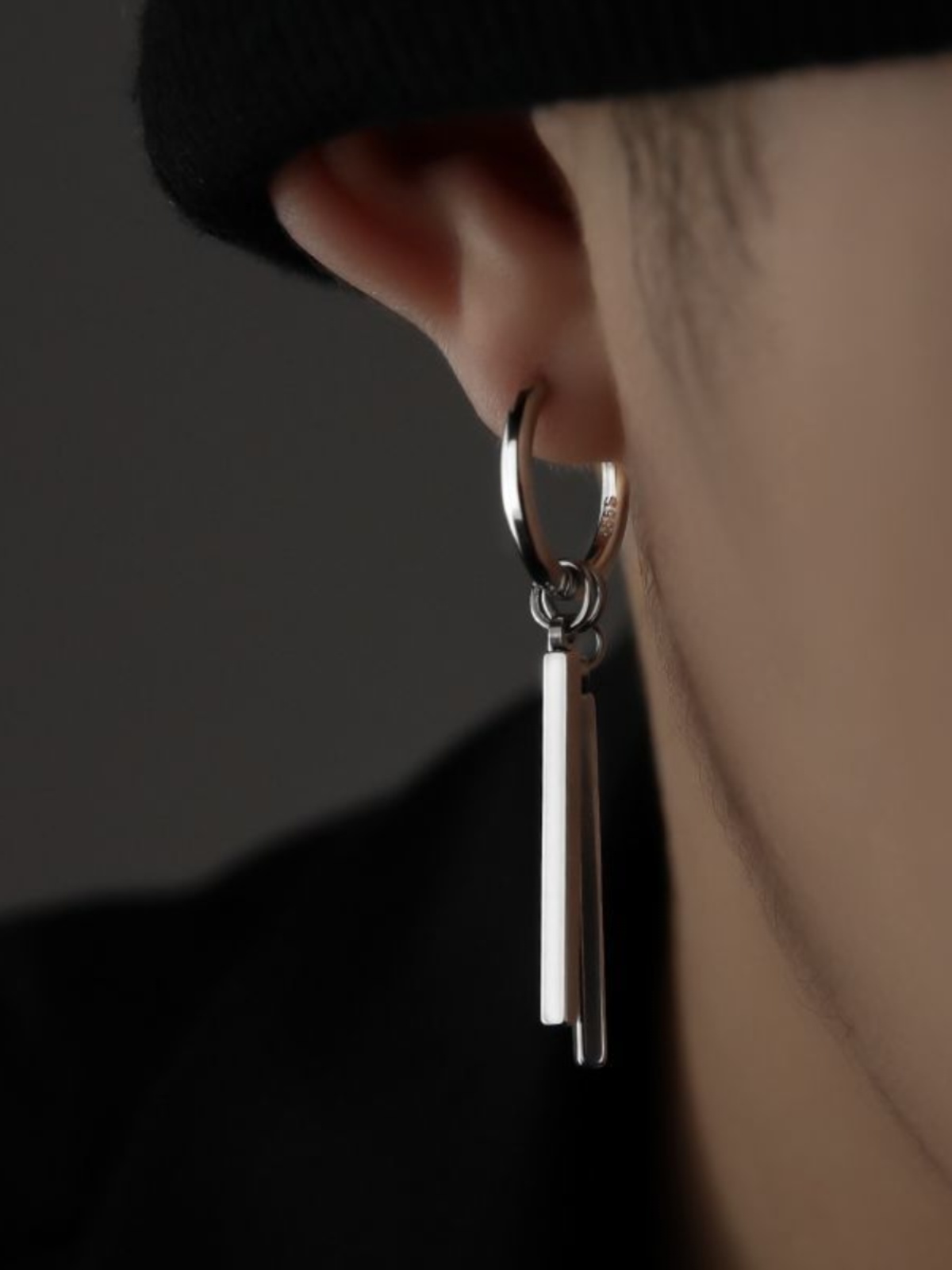 ペア アクセサリー 縦線三連フープピアス