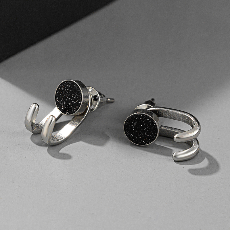 ペア アクセサリー 宇宙輝石 二重フープピアス