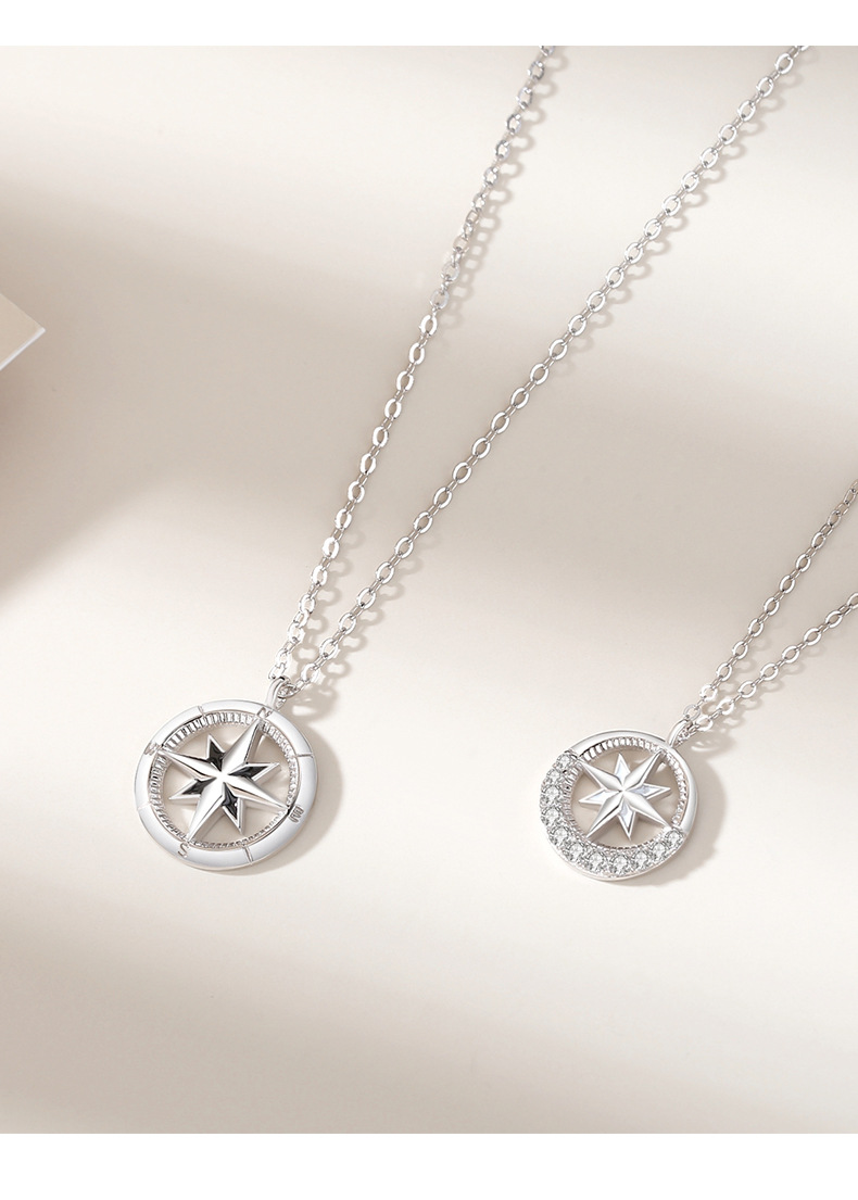 ペア アクセサリー 羅針盤モチーフ輝石飾り対組首飾り