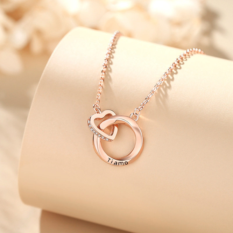 ペア アクセサリー 二重リング刻印入りネックレス