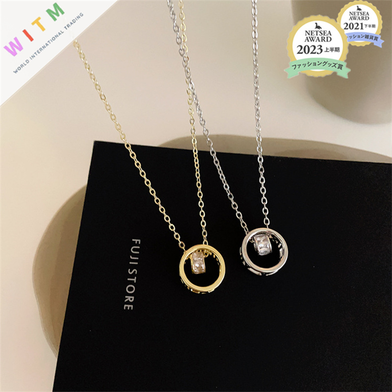 ペア アクセサリー 上品サークル錆びにくいペアネックレス