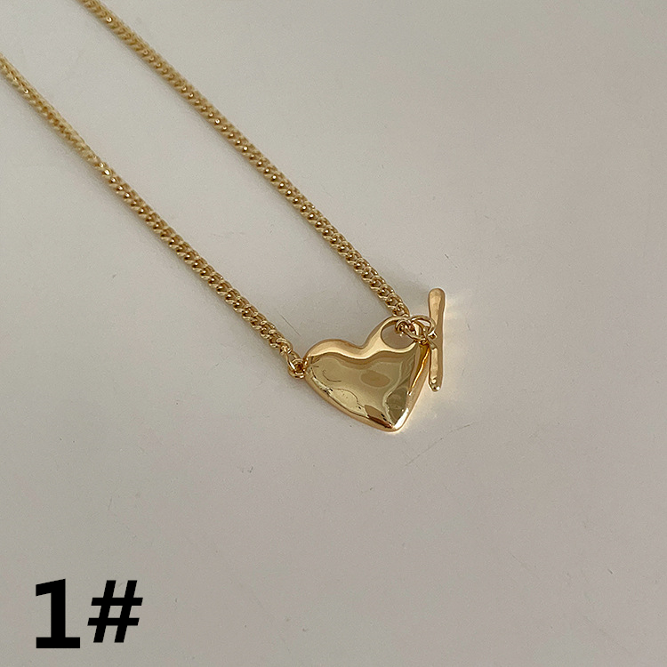 ペア アクセサリー ハート型ペアネックレス 金色銀色セット 上品チェーン