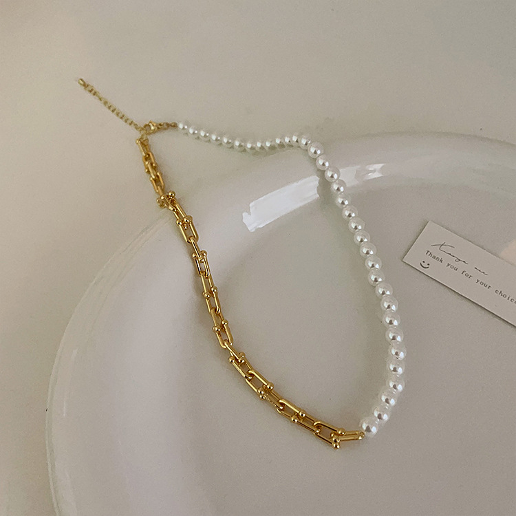 ペア アクセサリー 錆びにくい異素材ミックスネックレス