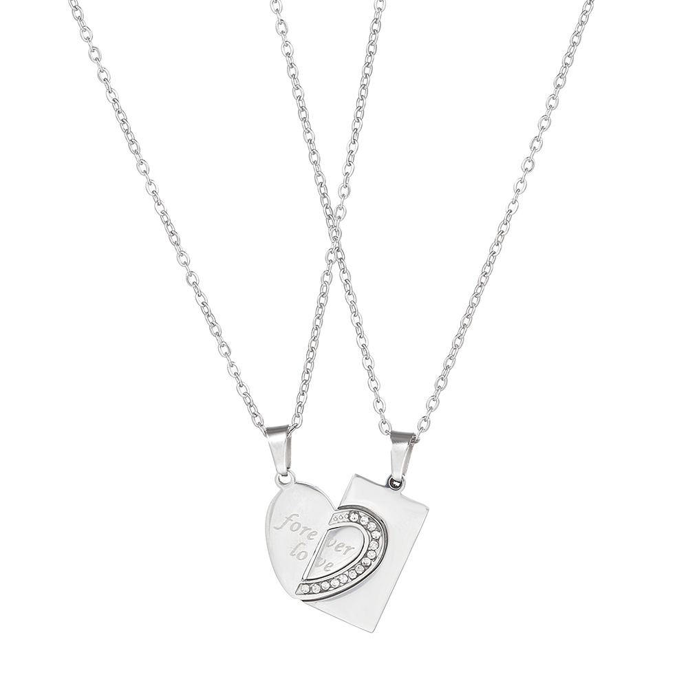 ペア アクセサリー 永遠の愛を誓うハート型二連ペアネックレス