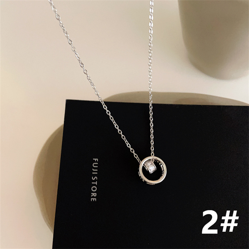 ペア アクセサリー 上品サークル錆びにくいペアネックレス