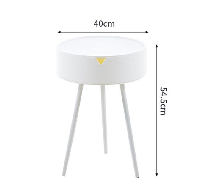 ベッドサイドテーブル 小さめ 円形収納付き三本脚小さめサイドテーブル