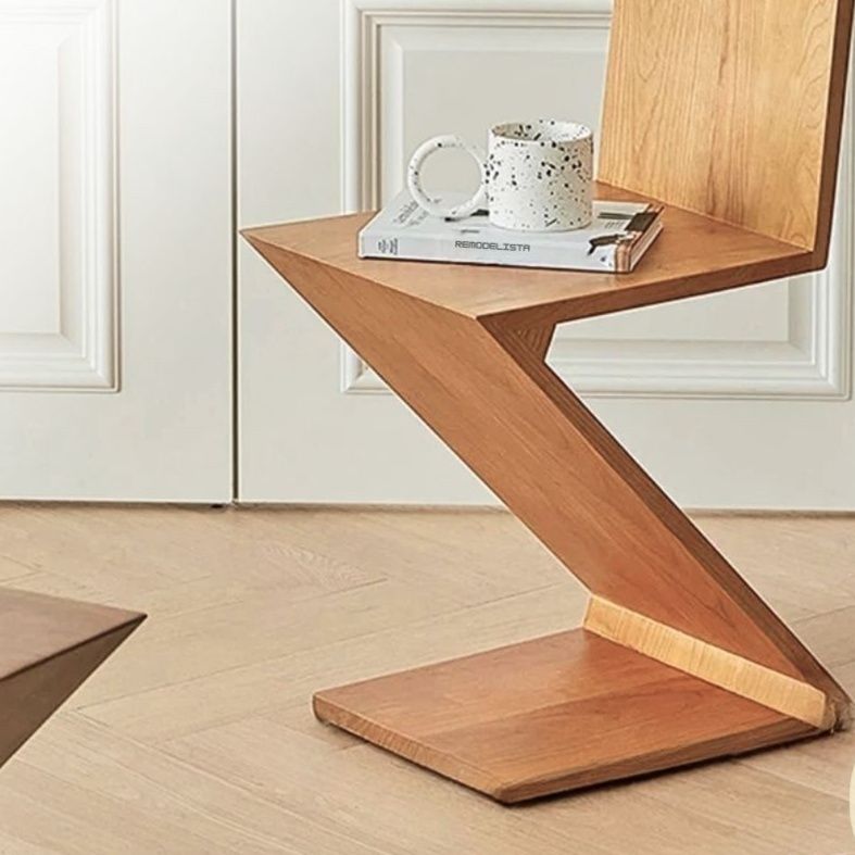 ベッドサイドテーブル 大きめ ジグザグ型木製椅子 観賞用サイドテーブル