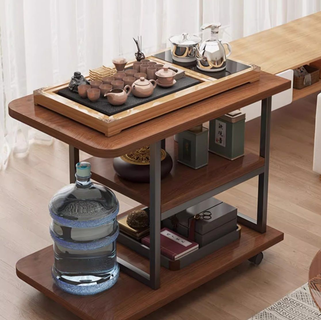 ベッドサイドテーブル キャスター付き 多機能三段移動式収納ワゴン