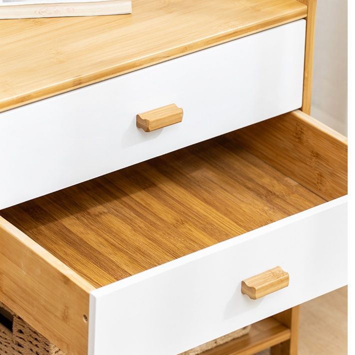 ベッドサイドテーブル キャスター付き 多機能引出し付き移動式ベッドサイドテーブル