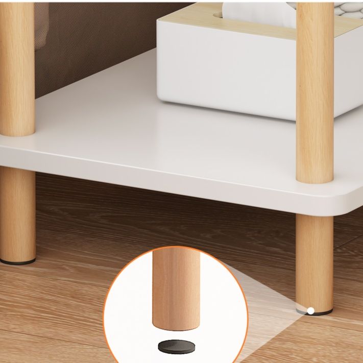 ベッドサイドテーブル 大きめ 二段式収納付き木製ベッドサイドテーブル大きめ