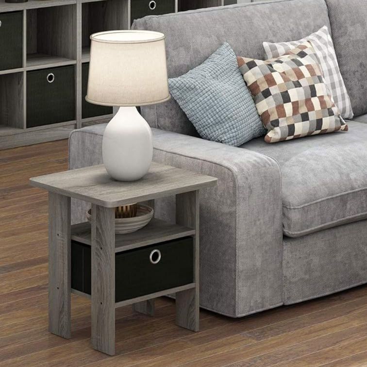 ベッドサイドテーブル 小さめ 木目調収納付き小さめナイトテーブル