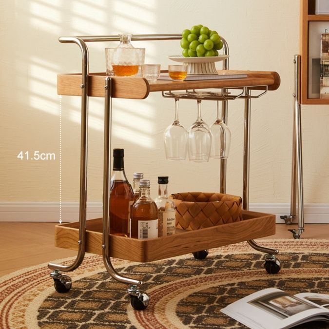ベッドサイドテーブル キャスター付き 多機能木製天板キャスター付きサービスワゴン
