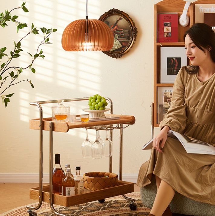 ベッドサイドテーブル キャスター付き 多機能木製天板キャスター付きサービスワゴン