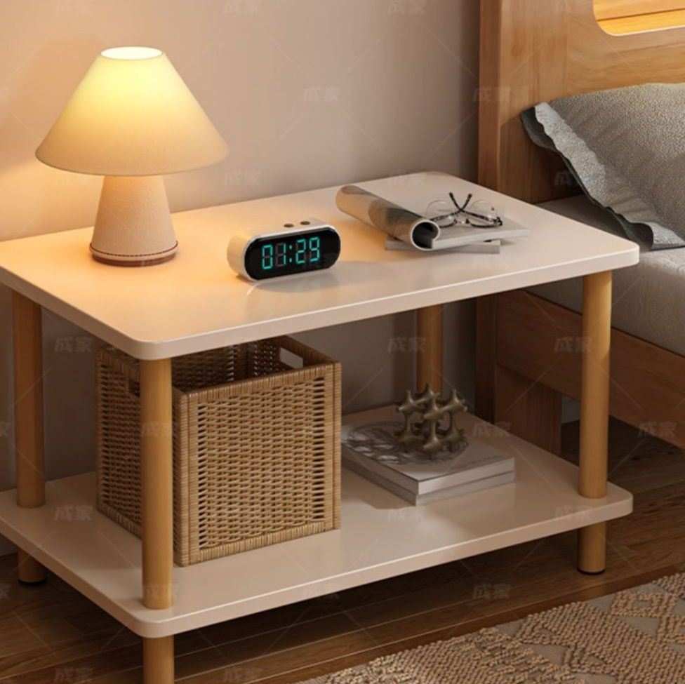 ベッドサイドテーブル 大きめ 多機能収納付き二段式ベッドサイドテーブル