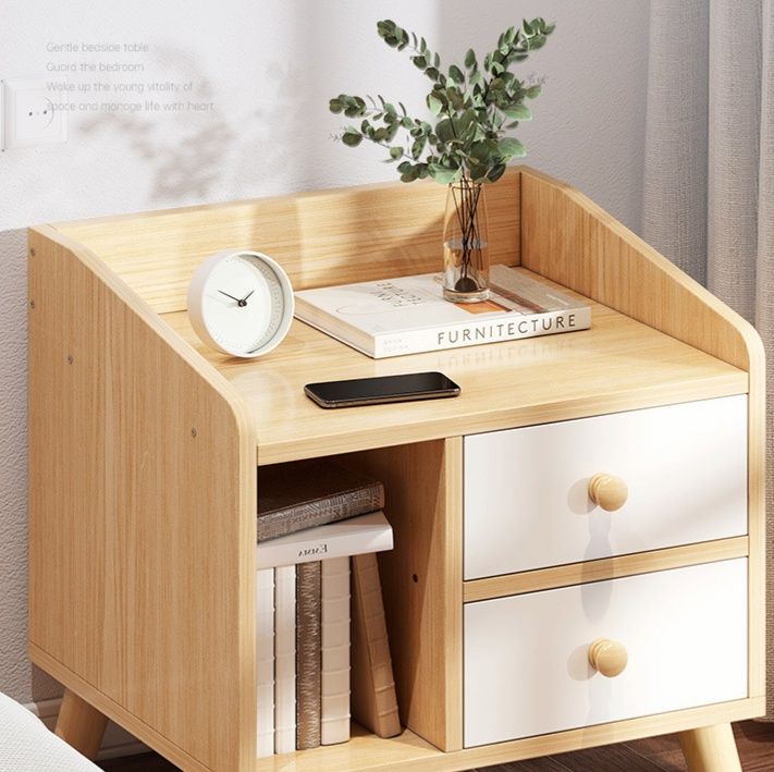 ベッドサイドテーブル 引き出し 多機能収納付きナイトテーブル