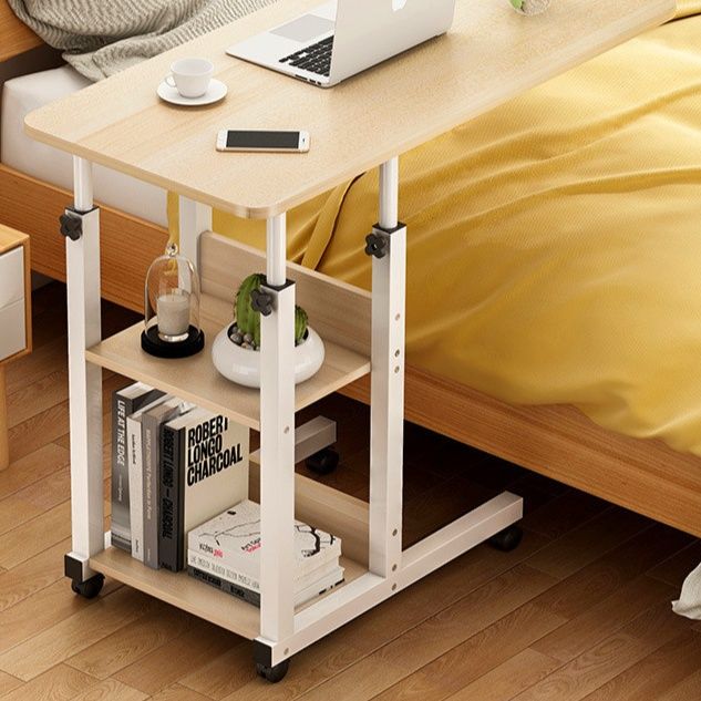 ベッドサイドテーブル キャスター付き 高さ調整可能移動式多機能作業台