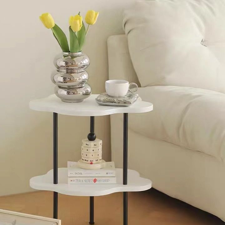 小さめ丸型ベッドサイドテーブル 白木調北欧風韓国風