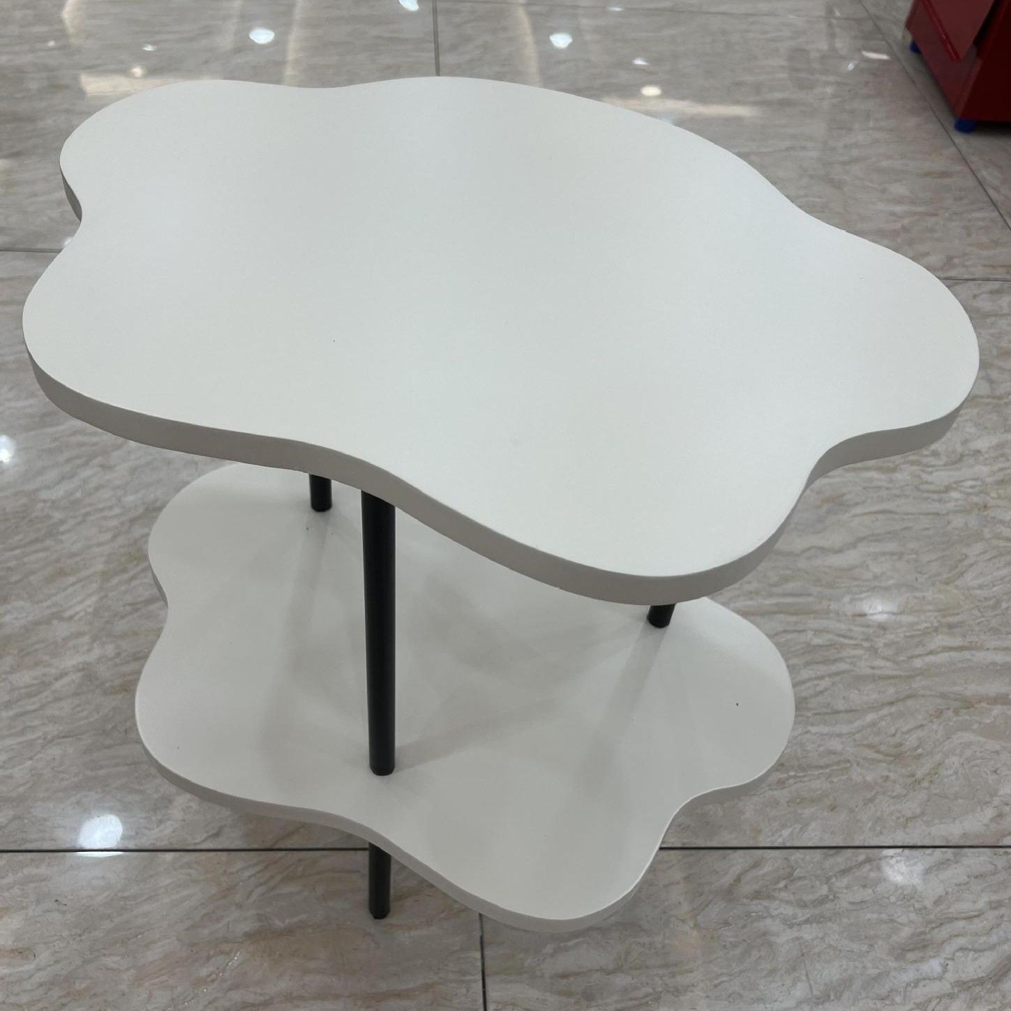 小さめ丸型ベッドサイドテーブル 白木調北欧風韓国風