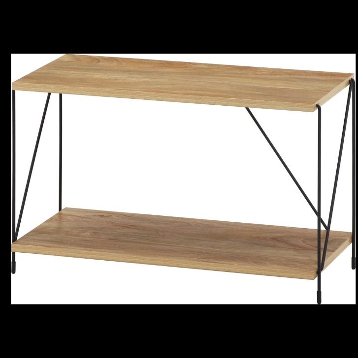 ベッドサイドテーブル 大きめワイヤーラック二段オープン収納テーブル