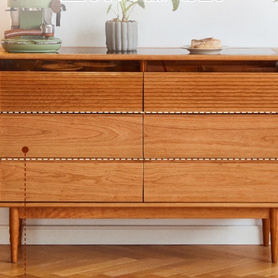 ベッドサイドテーブル 北欧風天然木多段引き出し収納チェスト