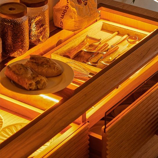 ベッドサイドテーブル 北欧風天然木多段引き出し収納チェスト