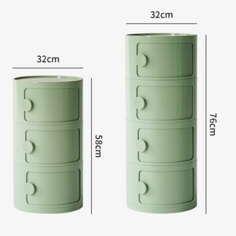 ベッドサイドテーブル 円筒形三段収納ベッドサイドテーブル