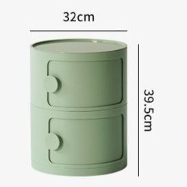 ベッドサイドテーブル 円筒形三段収納ベッドサイドテーブル