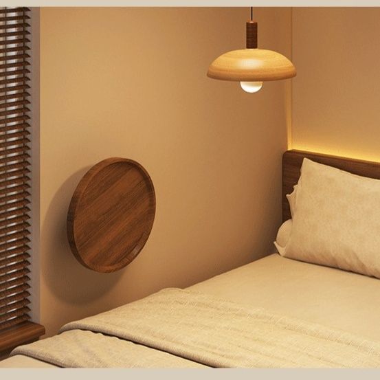 ベッドサイドテーブル 壁掛け式円形天板折りたたみベッドサイドテーブル