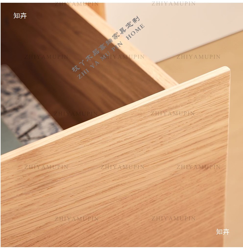 ベッドサイドテーブル 天然木二段引き出し付きベッドサイド収納台