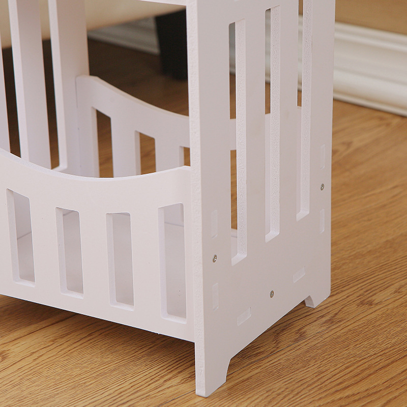 ベッドサイドテーブル 木製格子デザイン小さめサイドテーブル収納棚付き