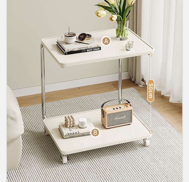 ベッドサイドテーブル キャスター付き 二段式移動式ベッドサイドテーブル