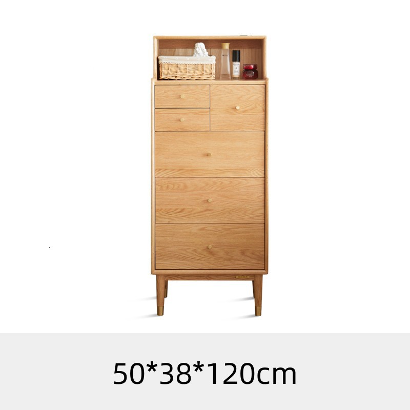 ベッドサイドテーブル 天然木多段式収納チェスト