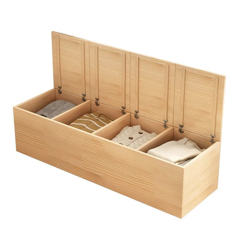 ベッドサイドテーブル 大きめ 天然木製大容量収納付きベンチ型サイドテーブル