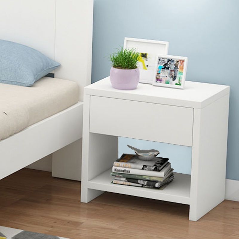 ベッドサイドテーブル 小さめ 木目調引き出し付き収納ベッドサイドテーブル