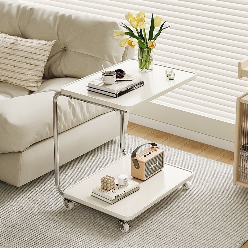 ベッドサイドテーブル キャスター付き 二段式移動式ベッドサイドテーブル